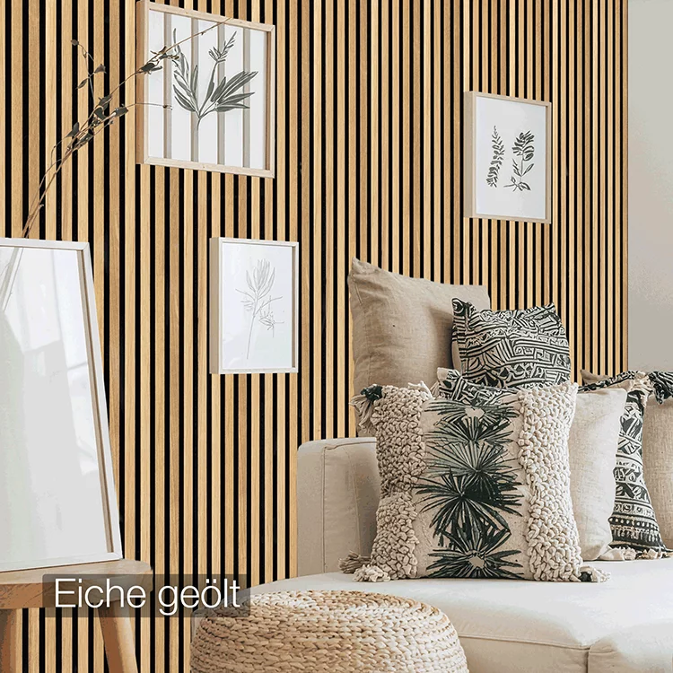 Akustikpaneel aus Eiche geölt-Holz von wodewa – natürliche Wandverkleidung mit akustischer Wirkung im Wohnzimmer