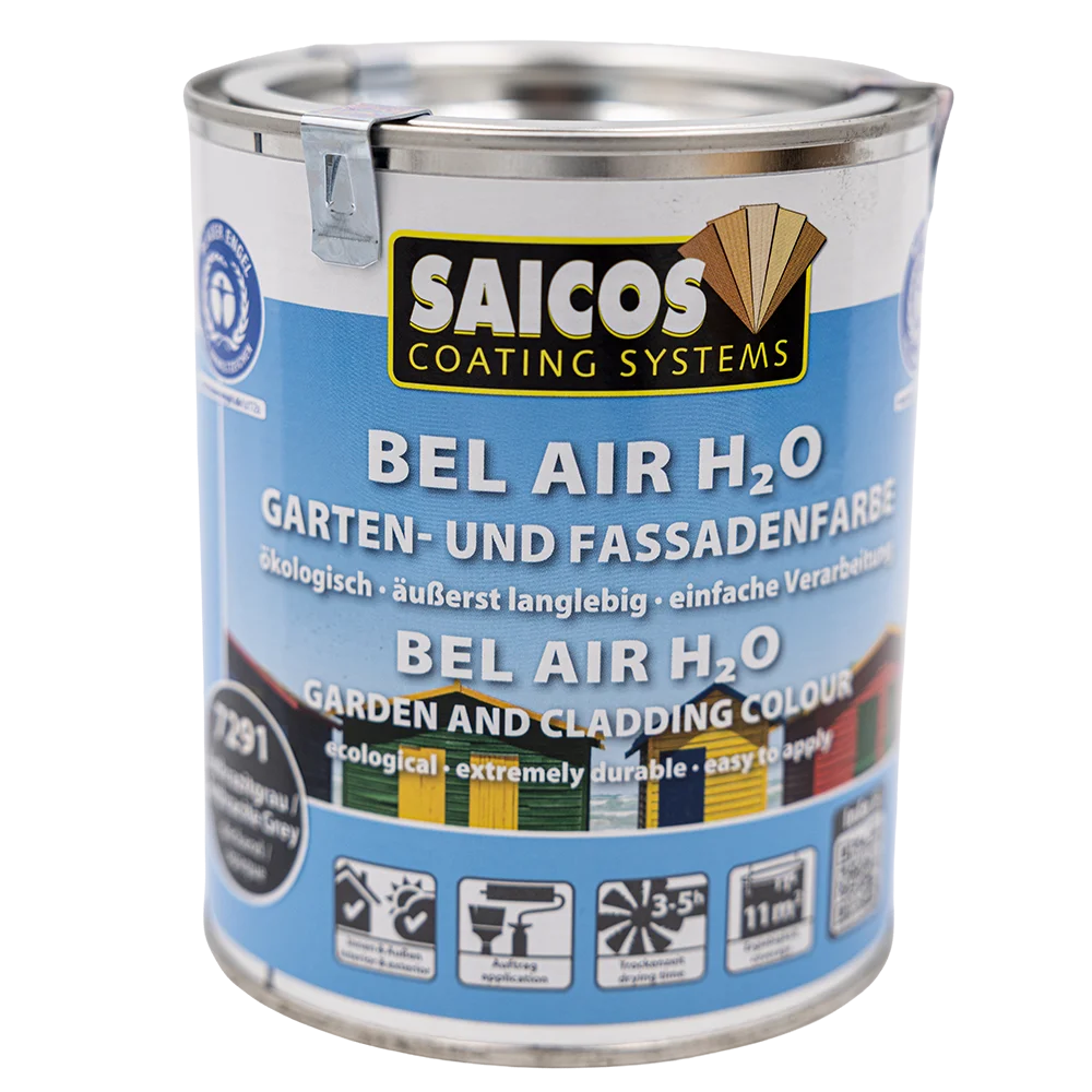 SAICOS Bel Air H2O Garten- und Fassadenfarbe 7291 Anthrazitgrau – ökologische Holzfarbe für Außenbereich