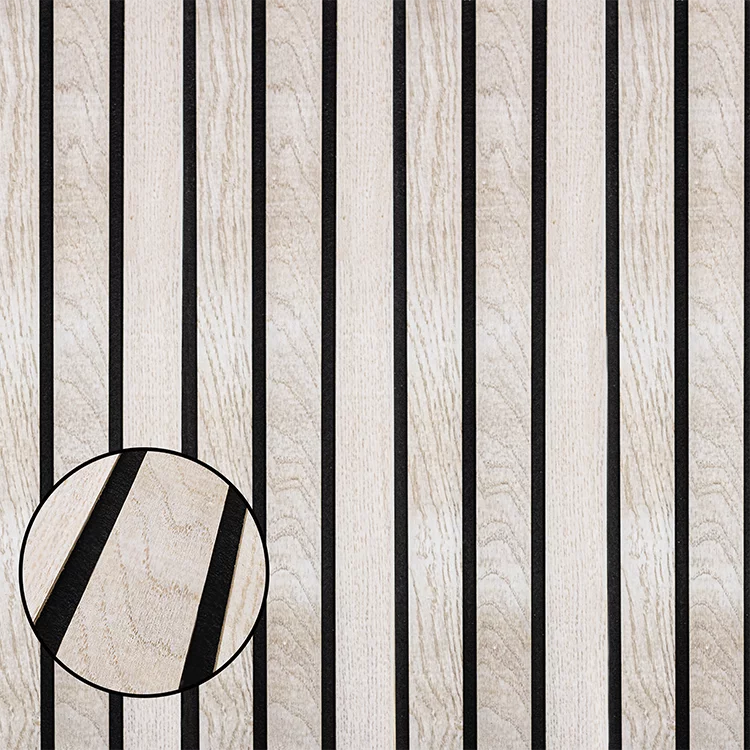 Echtholz Akustikpaneel Breitlamelle aus Eiche weiss von wodewa - Detailansicht der Holzstruktur und Lamellenoptik