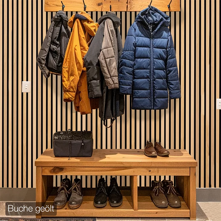 Echtholz Akustikpaneel aus Buche von wodewa –Flurgadrobe-Charakter