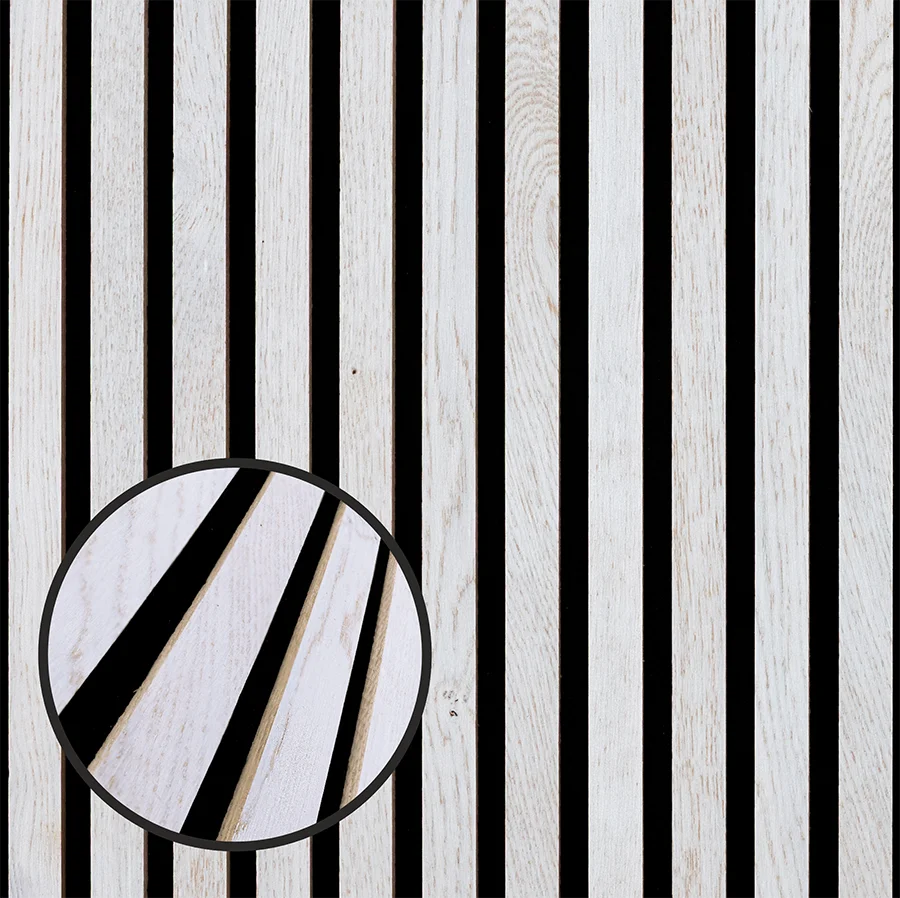 Akustikpaneel aus echter Eiche weiss von wodewa – elegante Wandverkleidung mit schallabsorbierenden Lamellen