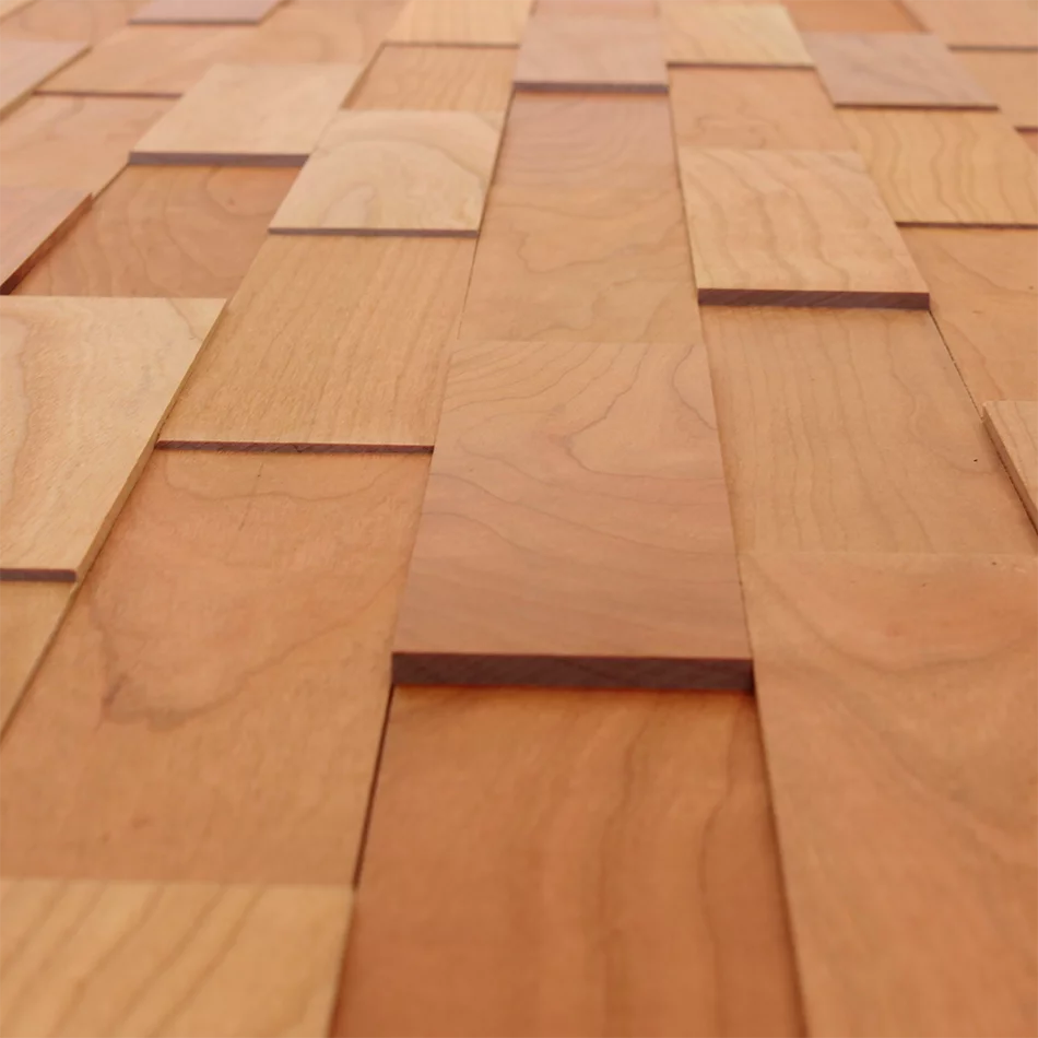 3D Holzpaneele aus Kirsche geölt in Naturoptik – detailreiche Wandverkleidung aus echtem Holz, hergestellt in Deutschland