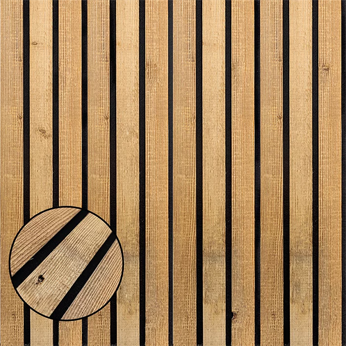 Echtholz Akustikpaneel Breitlamelle aus Altholz von wodewa - Detailansicht der Holzstruktur und Lamellenoptik