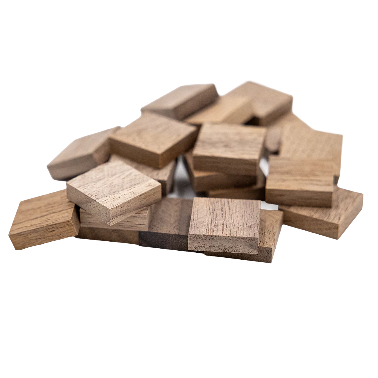 woodcut Holzquadrate Nussbaum 20x20x5mm – 100 Stück – nachhaltig & massiv